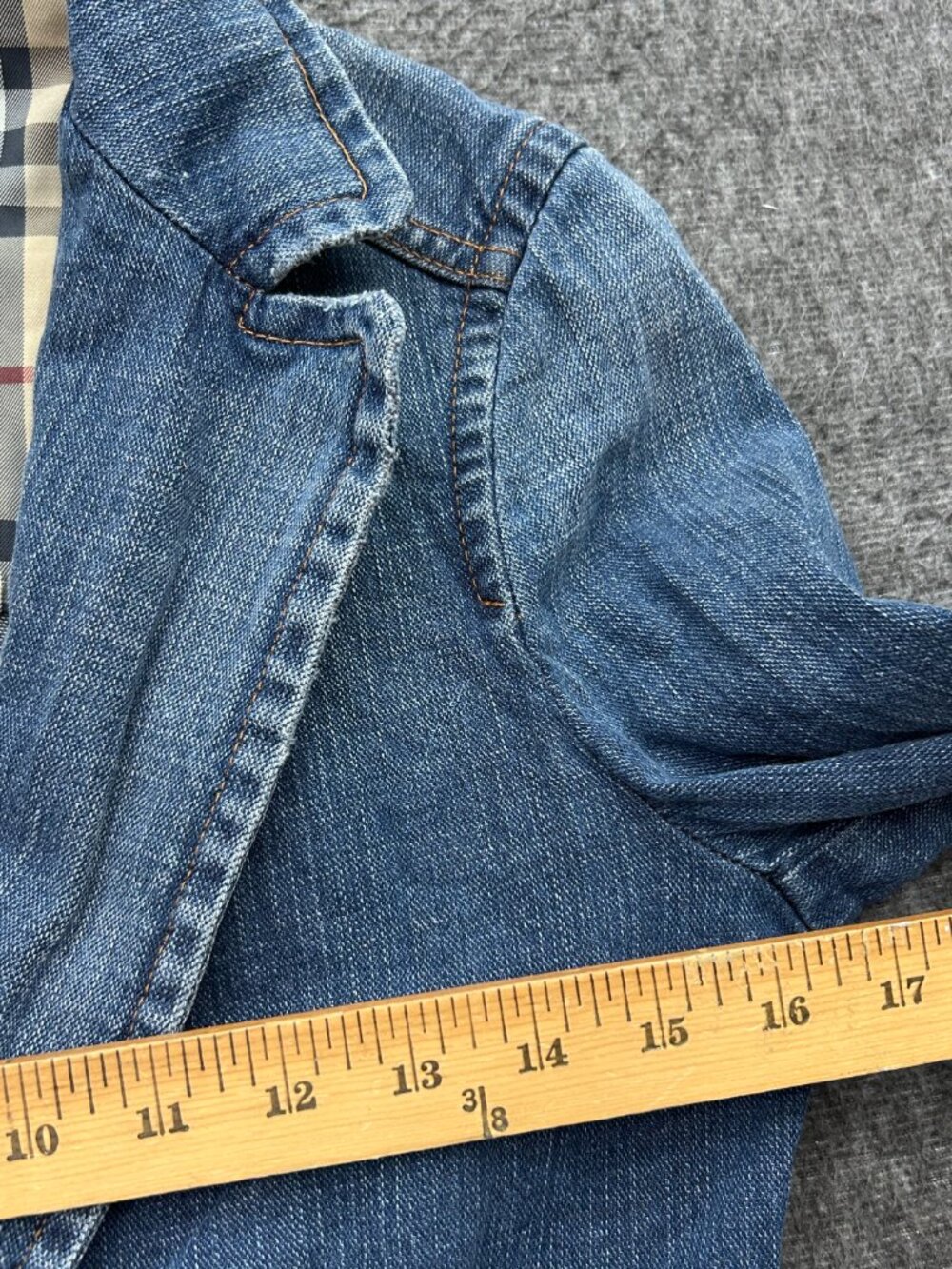 Burberry Denim Jacket Nova Check Womens Size 8 US Blazer - Picture 11 of 16